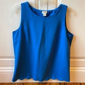 J. Crew scallop hem tank with split back, blue, sz S